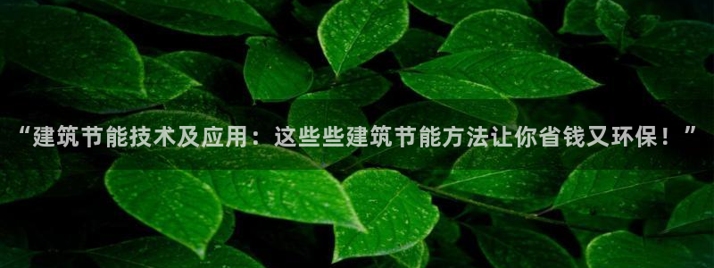 e尊官网：“建筑节能技术及应用：这些些建筑节能方法让你省钱又环保！”