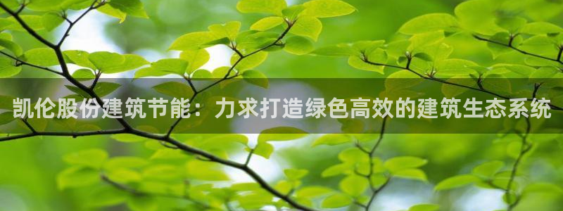 e尊国际平台：凯伦股份建筑节能：力求打造绿色高效的建筑生态系统