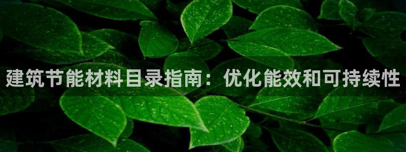 e尊平台：建筑节能材料目录指南：优化能效和可持续性