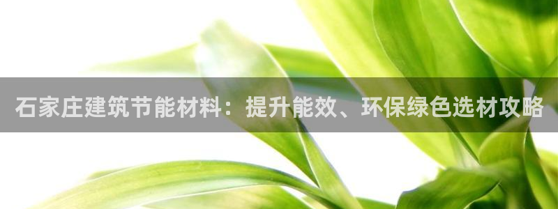 e尊国际客户端下载：石家庄建筑节能材料：提升能效、环保绿色选材攻略